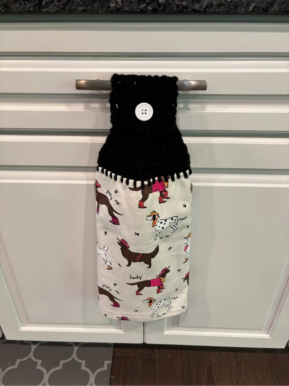 Crochet Top Kitchen Towel-Hat dogs